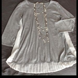 Grey and white flowy top